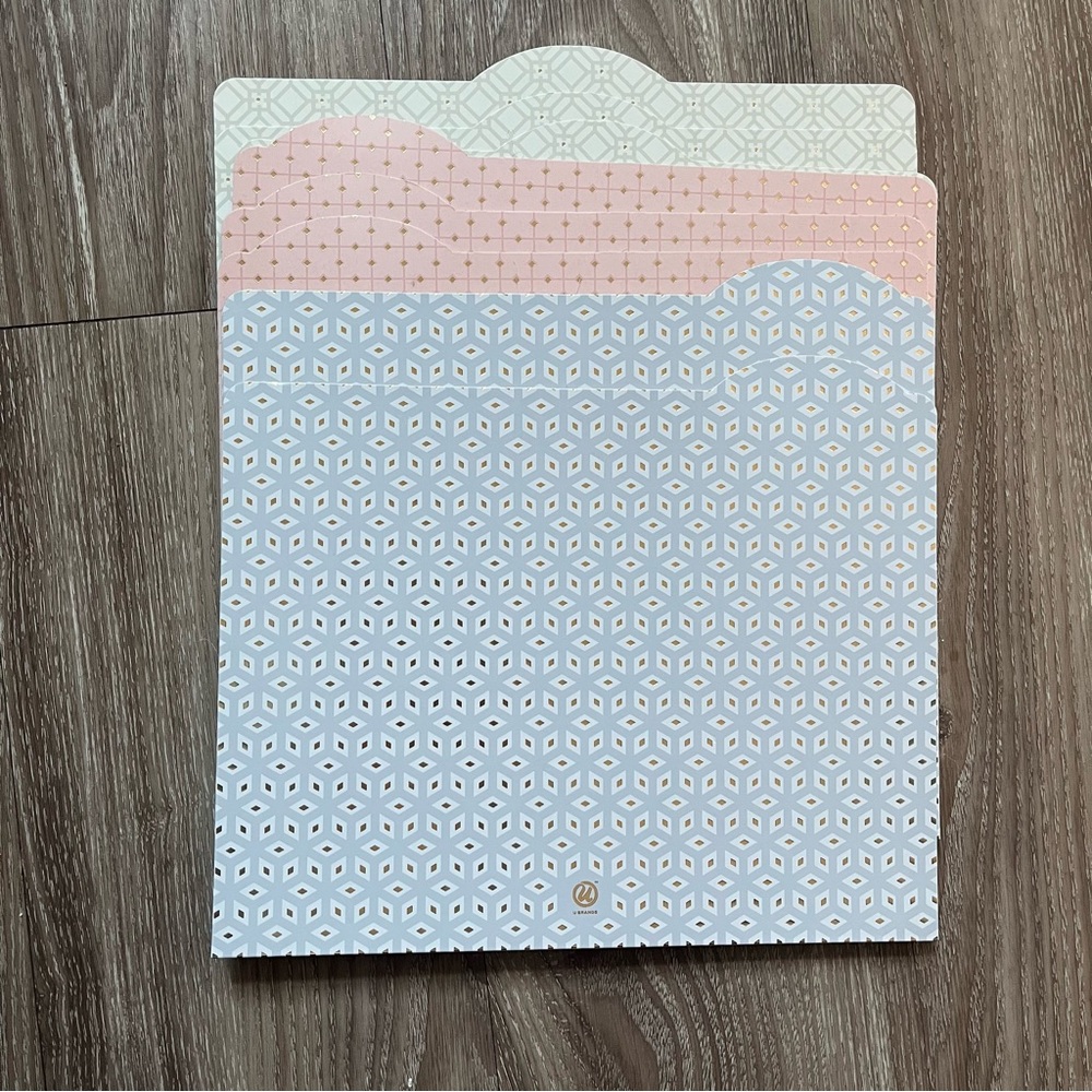 U Brands Poly Tab Dividers Geometric Patterned 9 Count
